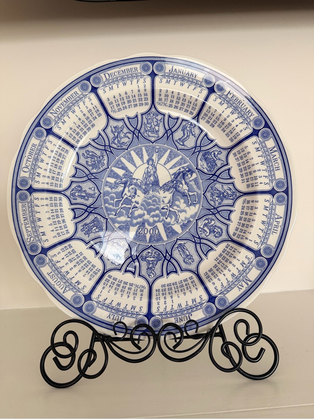 Spode Commemorative Millennium Blue and White Calendar Decorative Plate